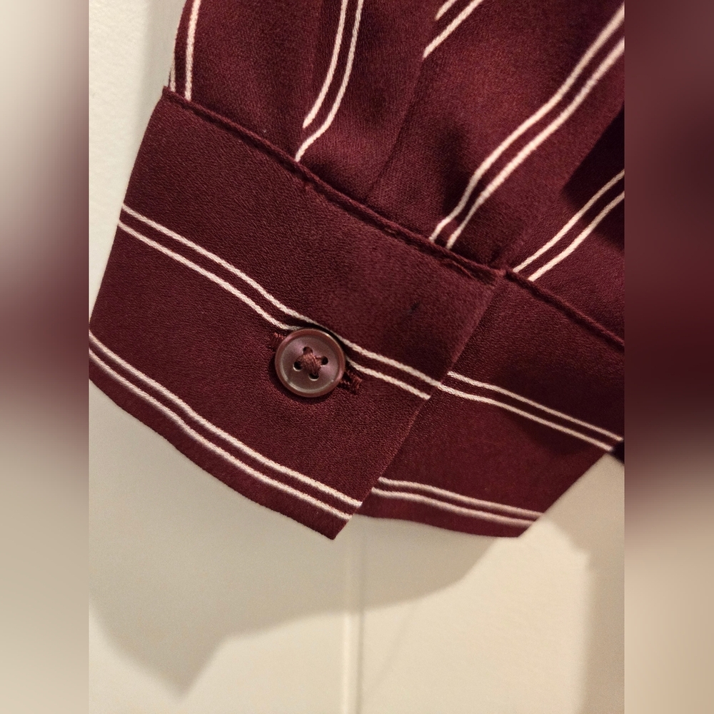 NWT Ann Taylor Womens Burgundy Long Sleeve One Button Shirt - Picture 5 of 6